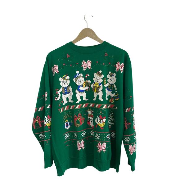 Vintage Green Christmas Crew Neck Sweatshirt - Picture 1 of 4